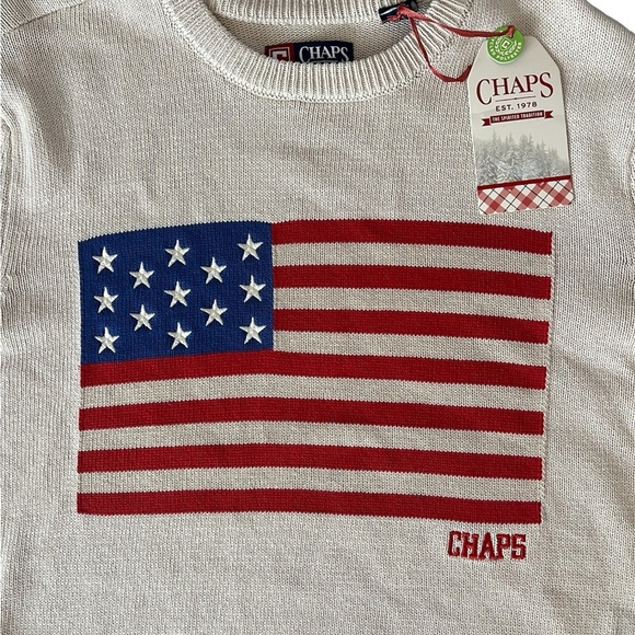 Chaps American Flag USA Sweater Men Size Small Oatmeal Heather
Crewneck NEW - Picture 1 of 4